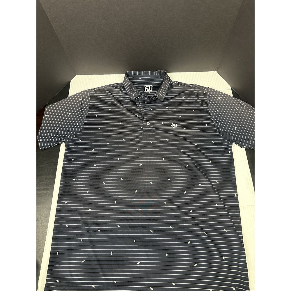 Footjoy Shirt Mens XL Navy Blue Leaf Leaves Pattern Golf Performance